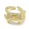 Brass Micro Pave Cubic Zirconia Cuff Ring RJEW-E296-08G-2