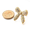 Bowknot 304 Stainless Steel Rhinestone Cuff Rings for Women RJEW-A058-01B-G-3