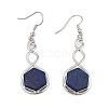 Hexagon Natural Lapis Lazuli Dangle Earrings EJEW-K298-01P-04-4