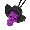 Halloween Skull Plastic Pendant Necklaces NJEW-S006-01B-2