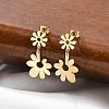 304 Stainless Steel Dangle Stud Earrings for Women EJEW-Q009-01G-1