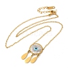 Woven Net with Evil Eye Natural Shell with Enamel Pendant Necklaces NJEW-E104-02G-2
