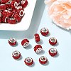 Polymer Clay Rhinestone European Large Hole Beads with Silver Color Plated Brass Cores FPDL-R002-06-5