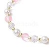 Frosted Dyed Synthetic Moonstone & Shell Pearl Round Beads Stretch Bracelets BJEW-JB11822-01-4