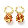 Red Cubic Zirconia Ball Dangle Hoop Earrings EJEW-I242-15G-1