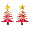 Christmas Trees with Star Alloy Dangle Stud Earrings for Women EJEW-Z078-03C-2