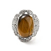 Natural Tiger Eye Adjustable Rings RJEW-P043-04P-26-2