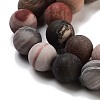 Frosted Natural Petrified Wood Round Bead Strands G-F266-07-8mm-01-2