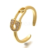 Rack Plating Brass Micro Pave Clear Cubic Zirconia Cuff Finger Rings for Women RJEW-M028-27G-2