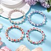 Handmade Flower Printed Porcelain Ceramic Beaded Stretch Bracelet BJEW-JB11063-2