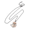 Brass Cute Cup Fox Pendant Cable Chain Necklaces for Women NJEW-C067-03P-4