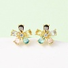 Brass Micro Pave Cubic Zirconia Flower Stud Earrings EJEW-H174-01A-G-2