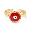 Flat Round with Evil Eye Cubic Zirconia Cuff Ring for Women RJEW-C004-18-RS-2