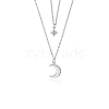 925 Silver Double Layer Star Moon Pendant Necklaces XF3339-2-1