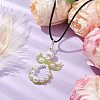 Glass Seed Beads & Shell Pearl Angel Pendant Necklaces NJEW-MZ00051-01-2