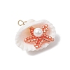 Cylinder Seed Beaded Starfish & Shell Pendants PALLOY-MZ00547-4