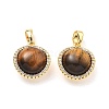 Brass Tiger Eye Round Ball Pendants KK-B129-12G-1