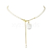 Adjustable Baroque Natural Keshi Pearl Pendant Natural Pearl Rice Beaded Lariat Necklaces for Women NJEW-JN06343-02-2