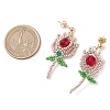 Glass Seed Beads Dangle Stud Earrings EJEW-MZ00326-01-3