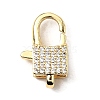 Brass Clear Cubic Zirconia Lobster Claw Clasps KK-Z078-48A-G-1