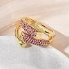 Brass Micro Pave Cubic Zirconia Cuff Open Rings for Women RJEW-L343-12G-02-3