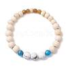 Wood Beads Stretch Couples Bracelets BJEW-JB11289-01-2