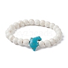 Natural Howlite & Synthetic Turquoise Dolphin Beaded Stretch Bracelets BJEW-JB09826-02-1