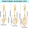 6Pcs 3 Styles Moon Alloy Swivel Lobster Claw Clasps & Brass Cable Chains AJEW-SC0003-98G-2