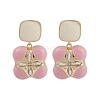 Flower Brass Enamel Stud Earrings for Women EJEW-Q391-19G-2