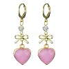 Natural Mixed Gemstone Heart & Bowknot Drop Earrings EJEW-JE05388-2