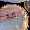 Rectangle Stainless Steel Crystal Rhinestone Stud Earrings for Women VE3323-7-1