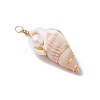 3Pcs Natural Shell Pendants PALLOY-JF03226-03-4