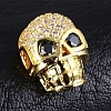 Brass Micro Pave Black Cubic Zirconia Beads ZIRC-WH0004-02G-1