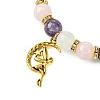 8mm Natural Rose Quartz & Quartz Crystal & Amethyst Round Beaded Stretch Bracelets BJEW-JB10738-01-3