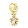 Rack Plating Brass Micro Pave Clear Cubic Zirconia European Dangle Pendants KK-Z067-31G-1