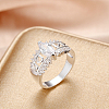Romantic Valentine's Day Hollow Heart Brass Cubic Zirconia Finger Rings RJEW-BB01605-8S-3