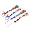 Crafans 4Pcs 2 Style Independence Day Theme Hemp Rope Tassels Pendant Decorations HJEW-CF0001-19-8