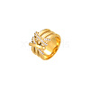 Golden Stainless Steel Rhinestone Wide Band Rings AG2526-6-1