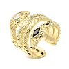 Rack Plating Brass Micro Pave Cubic Zirconia Open Cuff Rings for Women RJEW-M022-01G-02-1