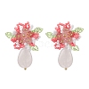 Flower Handmade Glass Seed Beads Stud Earrings EJEW-MZ00449-3