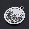 Non-Tarnish 201 Stainless Steel Etched Pendants STAS-N090-JN800-2