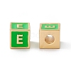 Rack Plating Brass Enamel Beads KK-B060-04G-02E-1