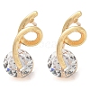 Rack Plating Flat Round Brass Clear Cubic Zirconia Stud Earrings EJEW-M090-16G-1