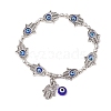 Alloy Hamsa Hand with Evil Eye Link Charm Bracelets for Women Men BJEW-JB11468-2