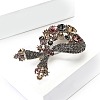 Sikl Ribbon Alloy Rhinestone Brooches for Backpack Clothes PW-WG0CC15-01-3