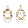 Brass Inlaid Clear Cubic Zirconia Charms ZIRC-S069-021G-2