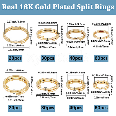 300Pcs 8 Styles Stainless Steel Split Rings STAS-BBC0008-88-1