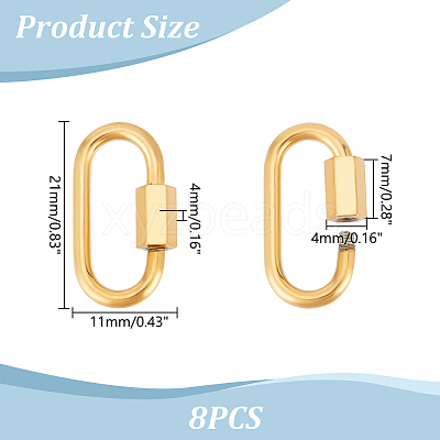 8Pcs 304 Stainless Steel Screw Carabiner Lock Charms STAS-UN0058-40G-1