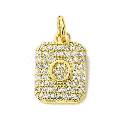 Rack Plating Brass Micro Pave Clear Cubic Zirconia Charms KK-G501-01O-G-1