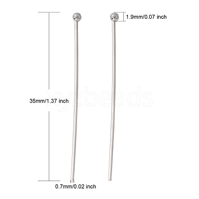 Tarnish Resistant 304 Stainless Steel Ball Head pins STAS-N017-02-35mm-1